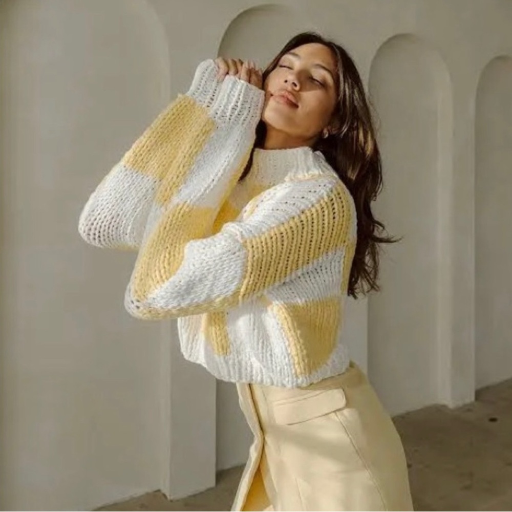 YLLW the label zora chunky checkered sweater